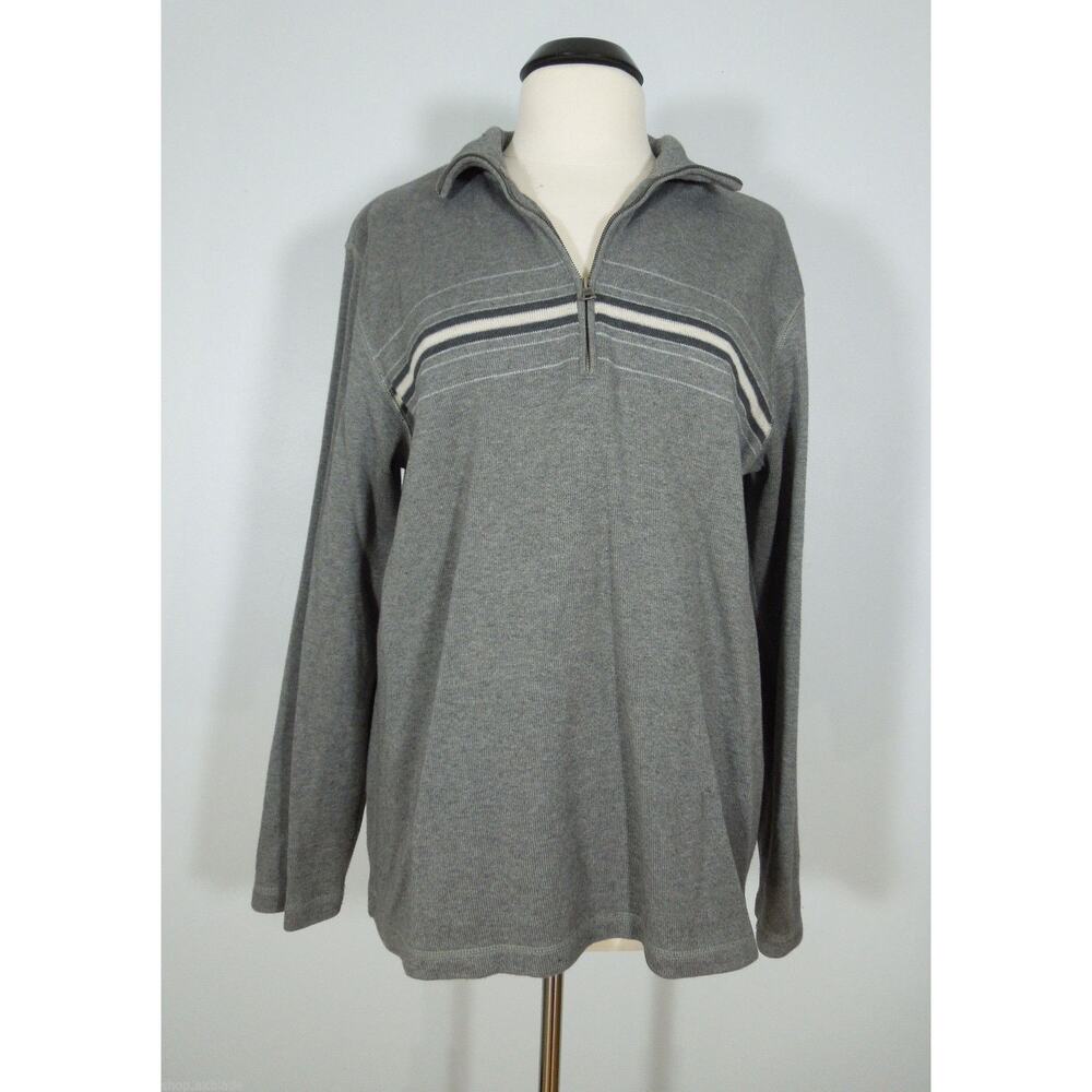 BANANA REPUBLIC Sweater Top L LARGE Mens Gray Half Zip